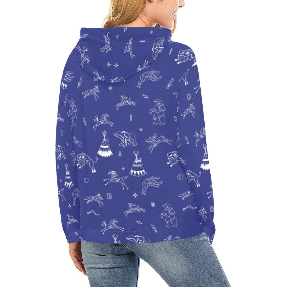 Ledger Dabbles Blue Hoodie for Women (USA Size)