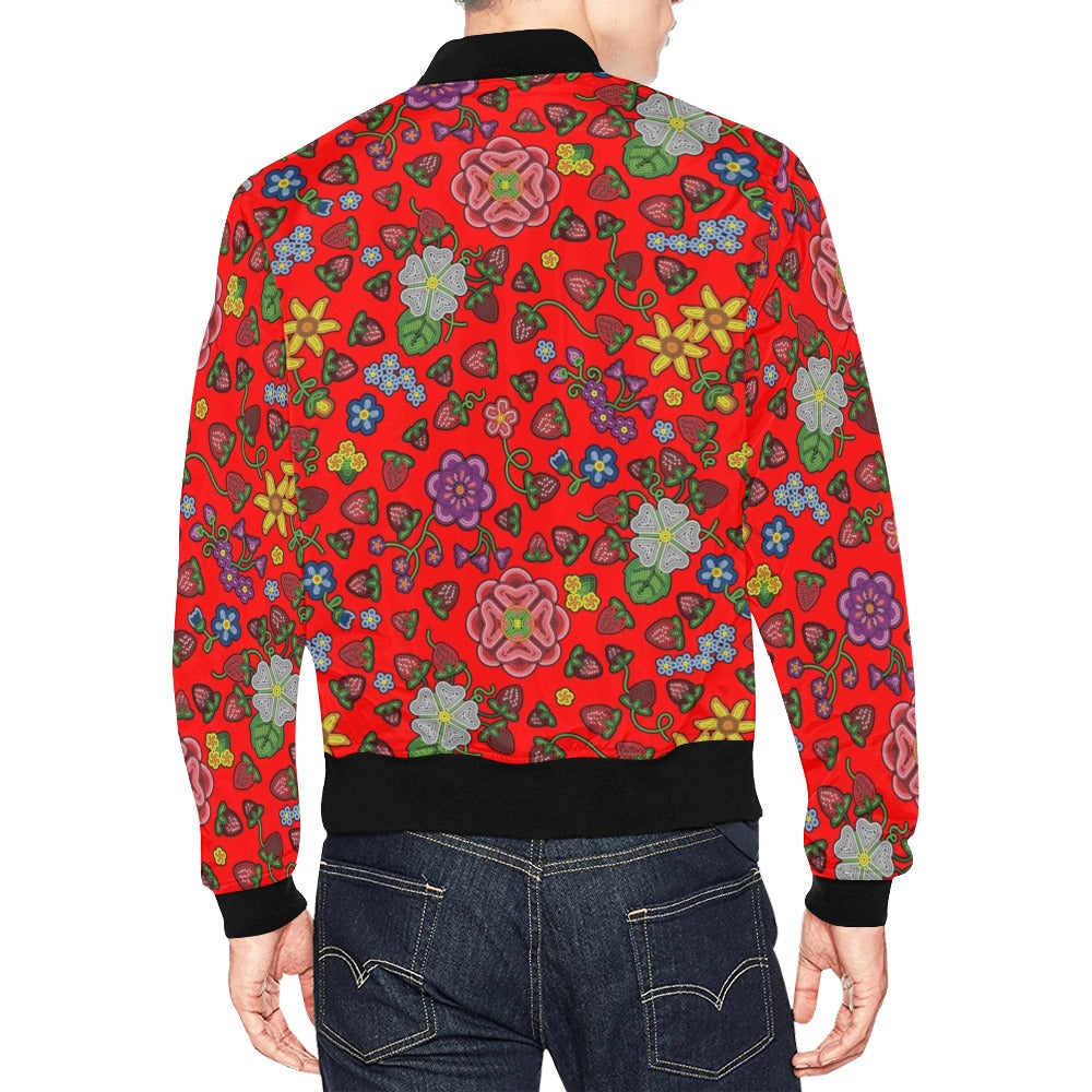 Berry Pop Fire All Over Print Bomber Jacket for Men