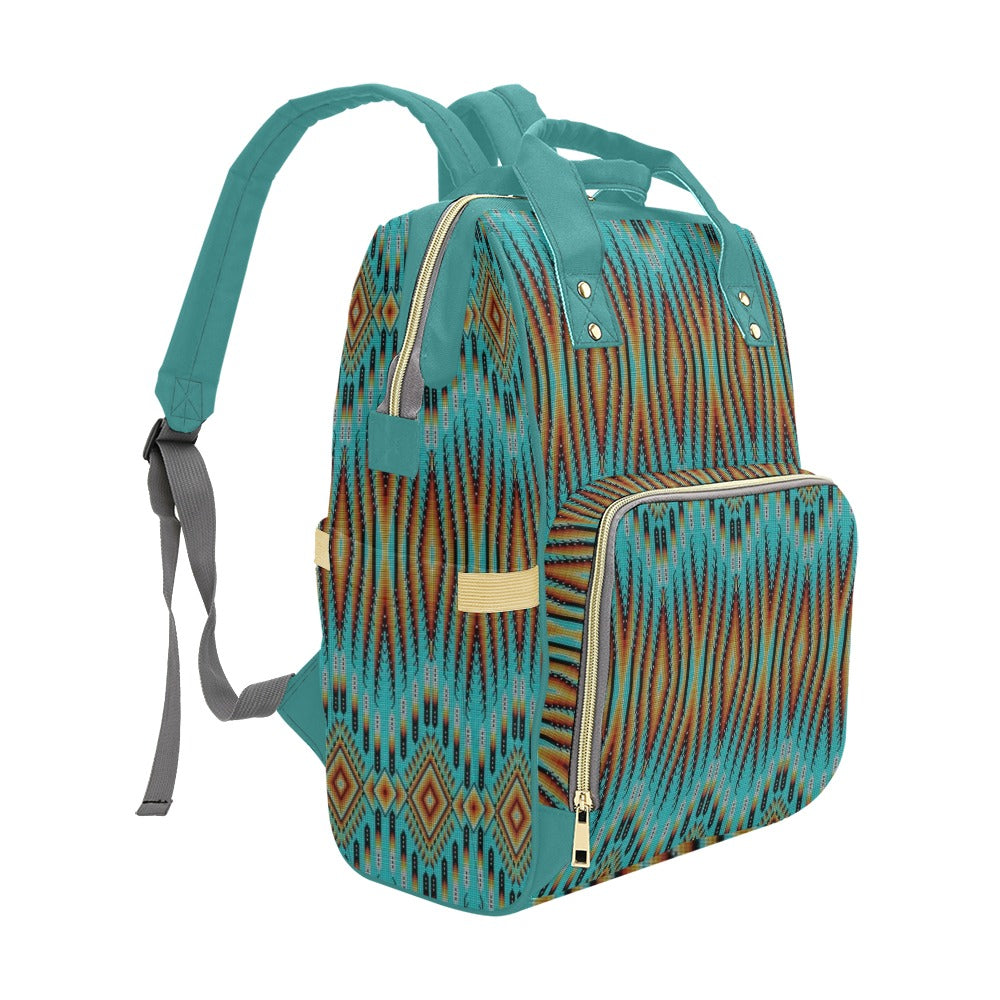 Fire Feather Turquoise Multi-Function Diaper Backpack/Diaper Bag