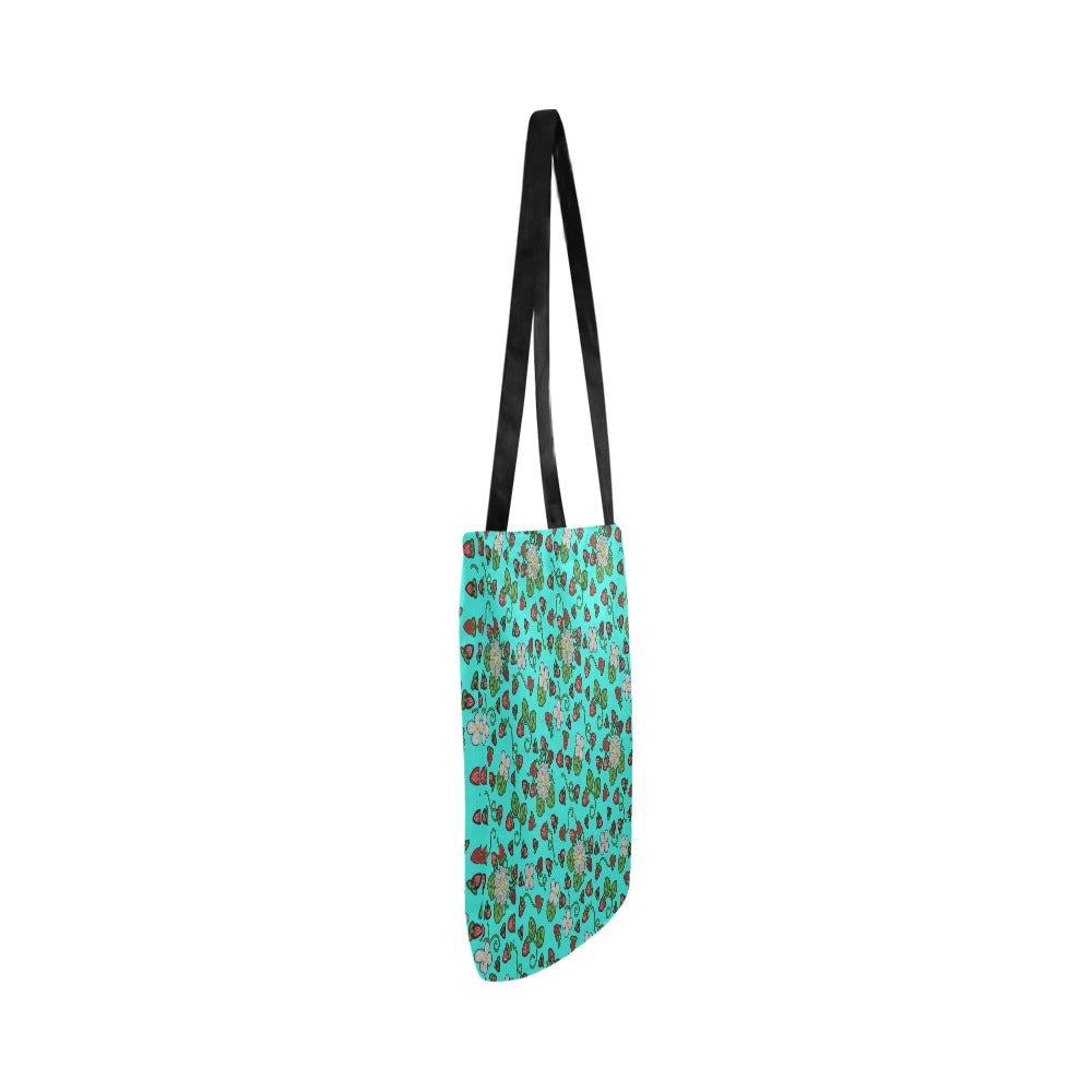 Strawberry Dreams Turquoise Reusable Shopping Bag (Two sides)