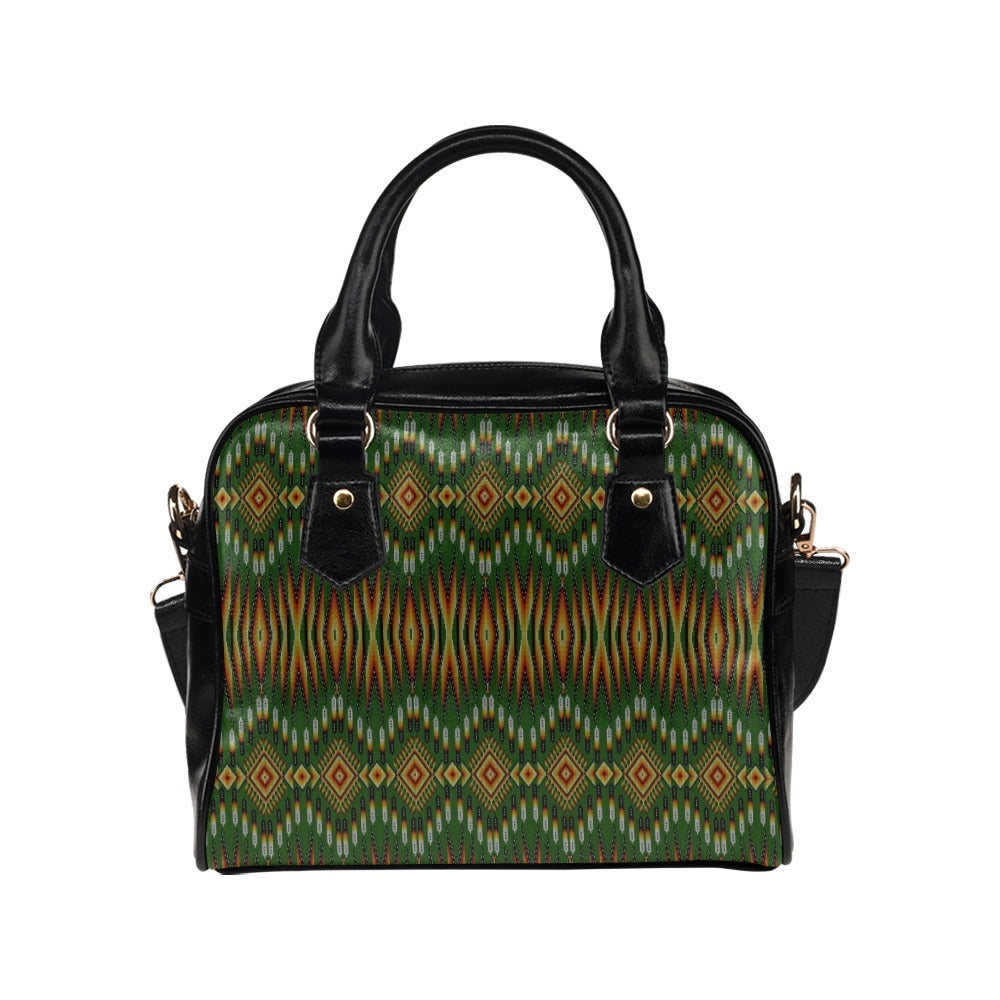 Fire Feather Green Shoulder Handbag