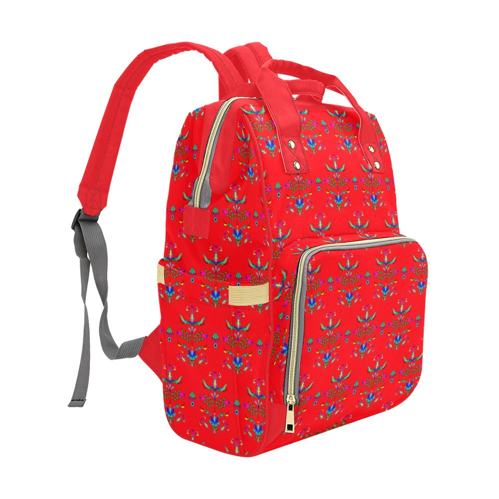 Dakota Damask Red Multi-Function Diaper Backpack/Diaper Bag