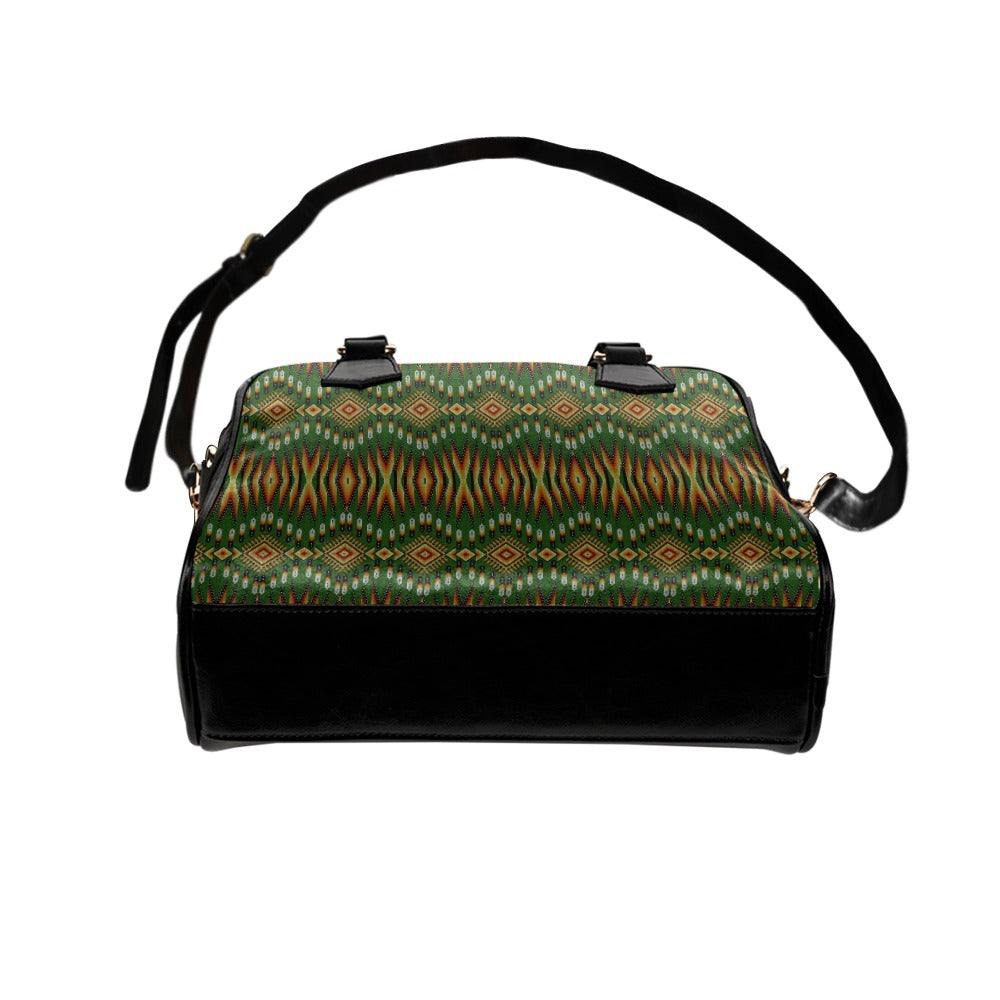 Fire Feather Green Shoulder Handbag