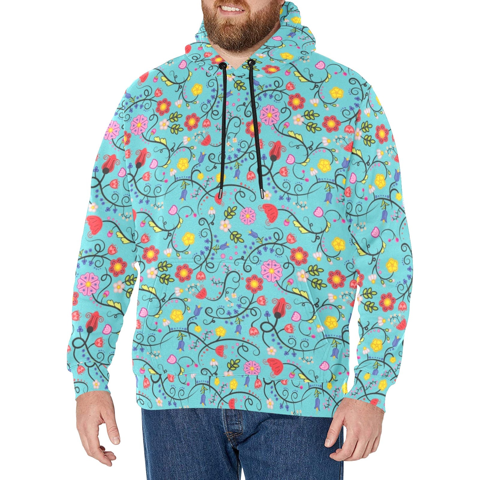 Nipin Blossom Sky Men's Long Sleeve Fleece Hoodie