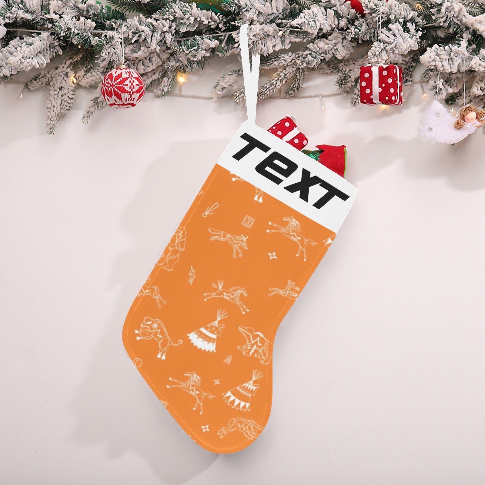 Ledger Dabbles Orange Christmas Stocking (Custom Text on The Top)