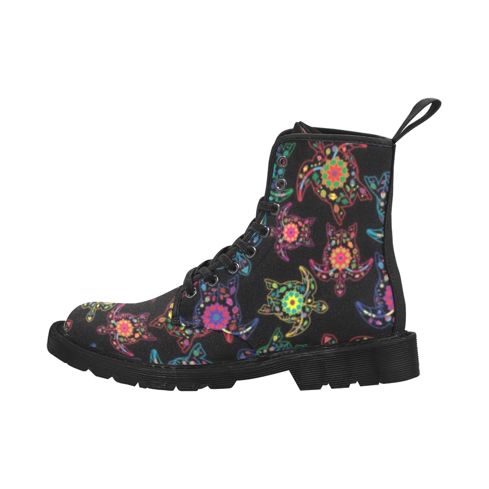 Neon Floral Turtle Boots for Women (Black)