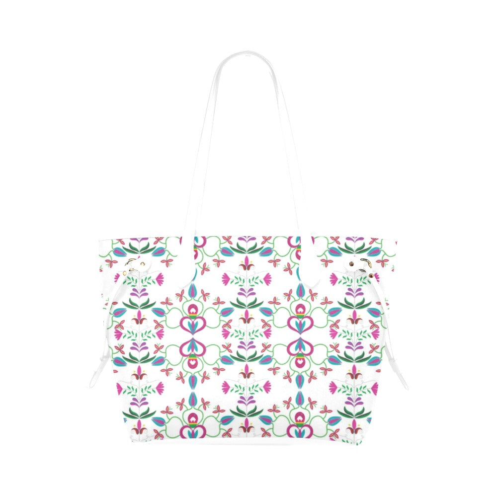 Quilled Divine White Clover Canvas Tote Bag