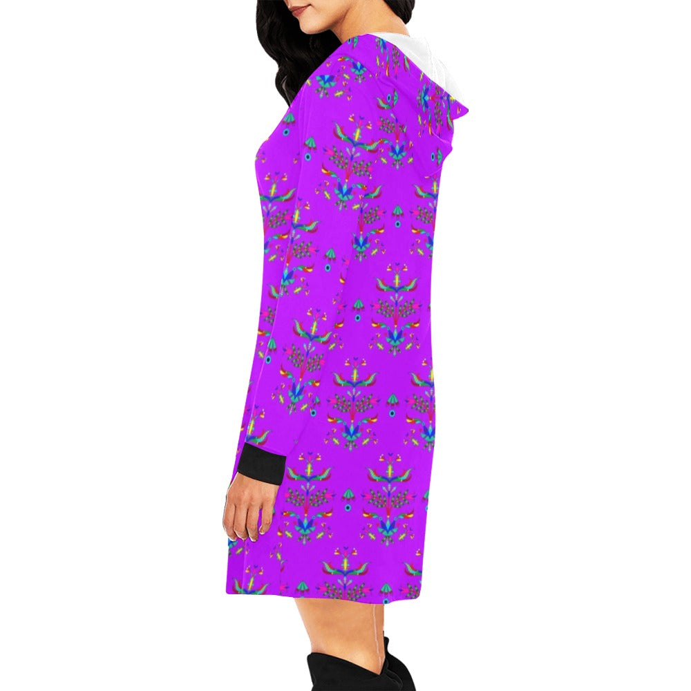 Dakota Damask Purple Hoodie Dress