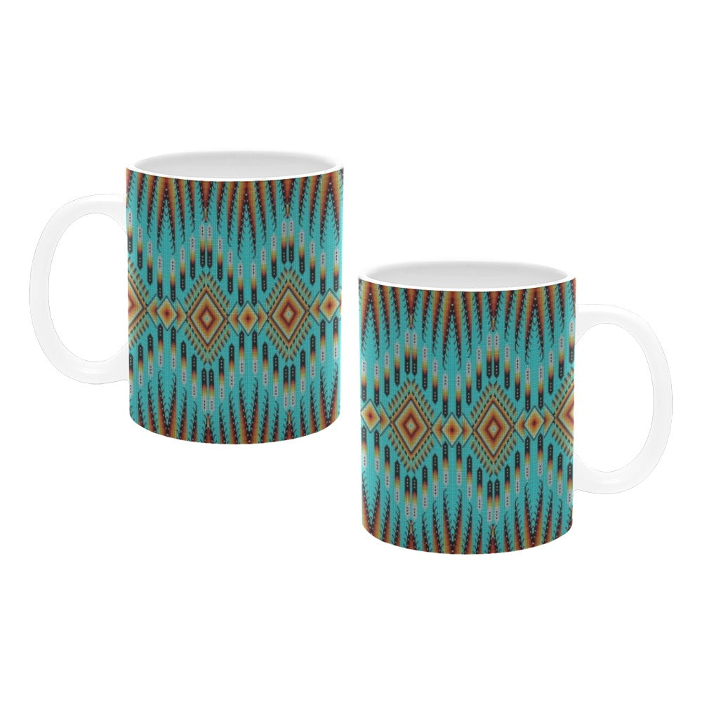 Fire Feather Turquoise White Mug(11OZ)