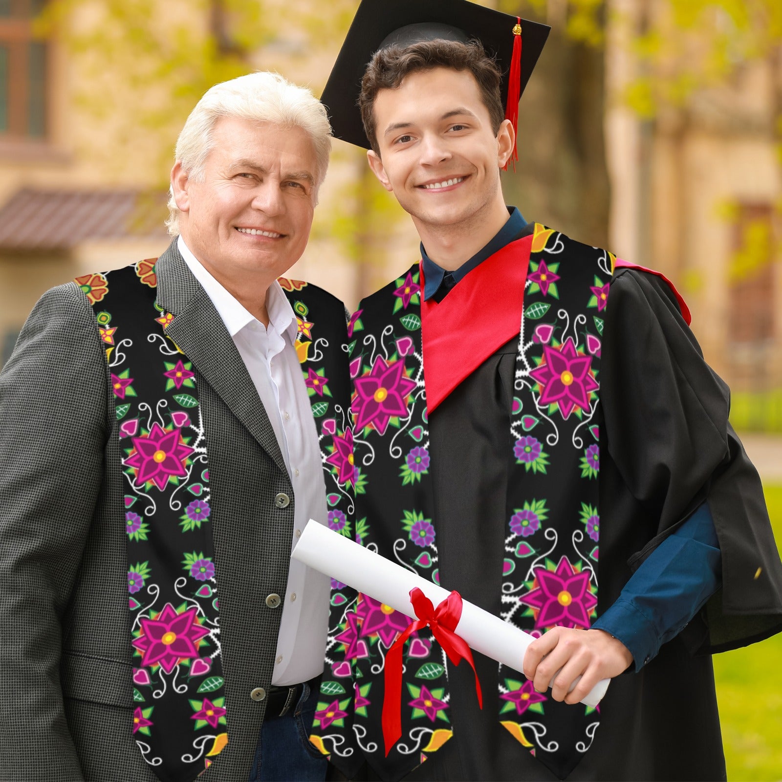 Floral Beadwork Graduation Stole