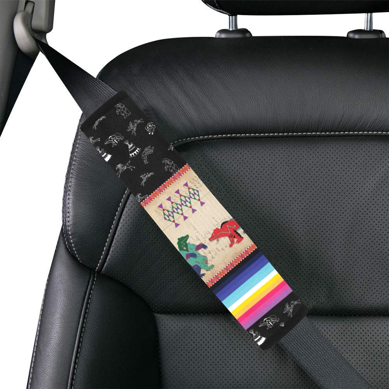 Bear Ledger Black Sky Car Seat Belt Cover 7''x12.6'' (Pack of 2)