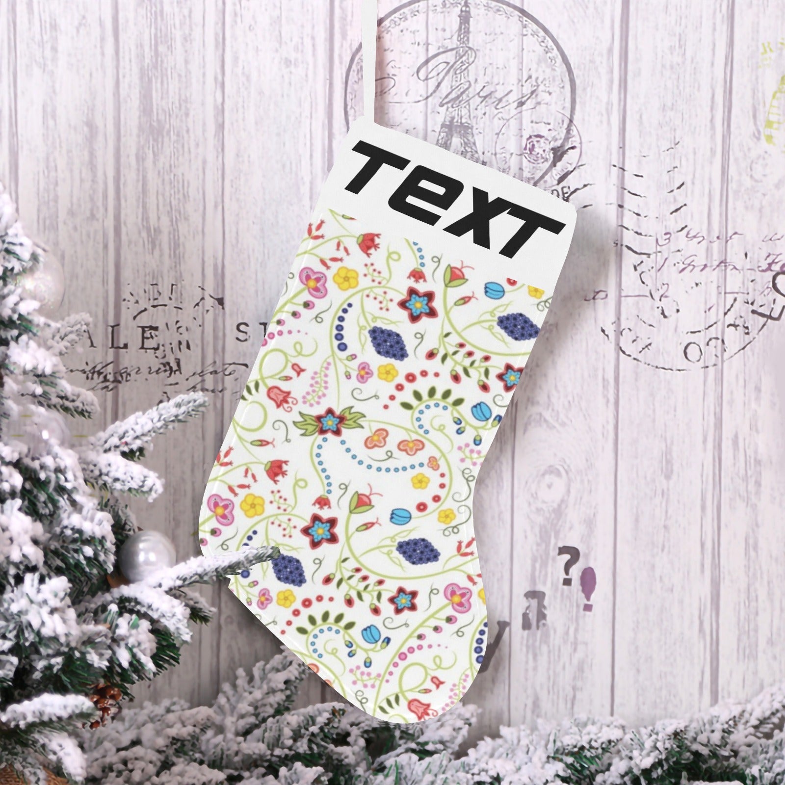 Fresh Fleur Christmas Stocking (Custom Text on The Top)