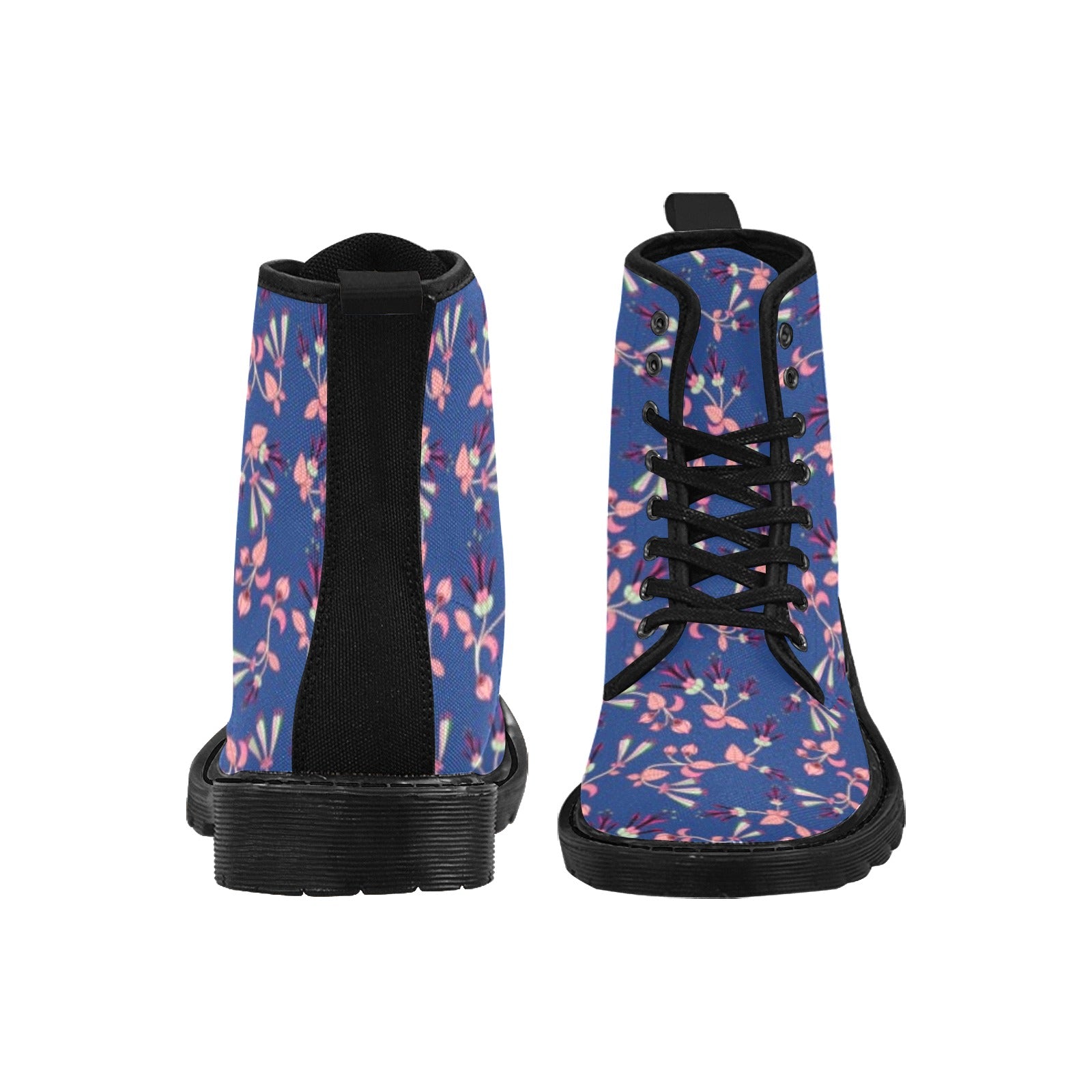 Swift Floral Peach Blue Boots for Men (Black)