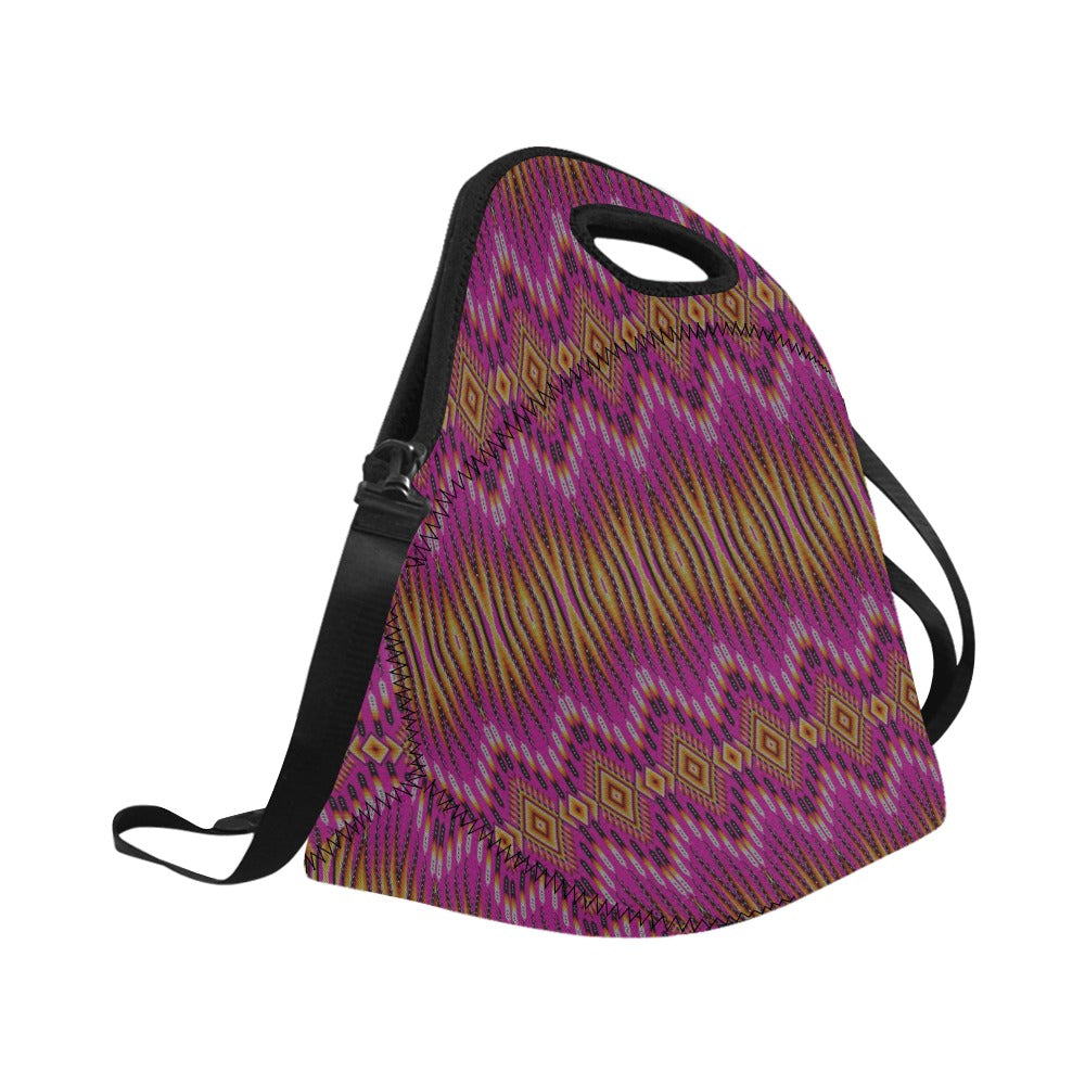 Fire Feather Pink Neoprene Lunch Bag/Large