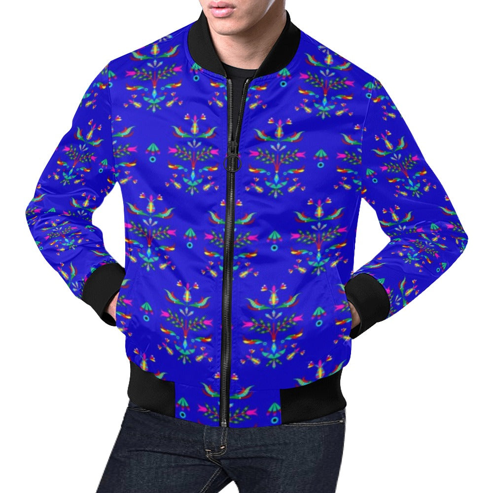 Dakota Damask Blue All Over Print Bomber Jacket for Men