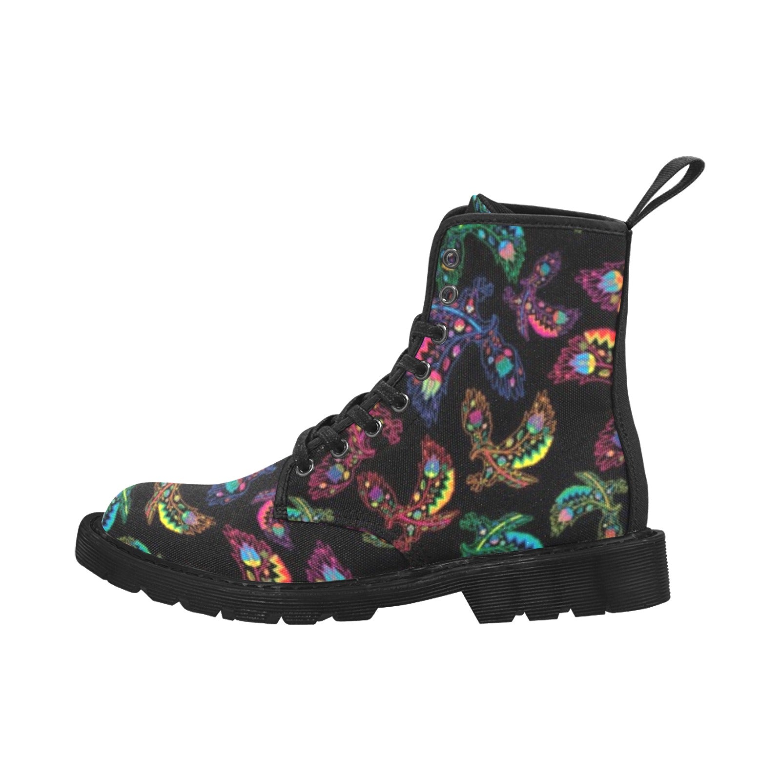 Neon Floral Eagles Boots for Women (Black)
