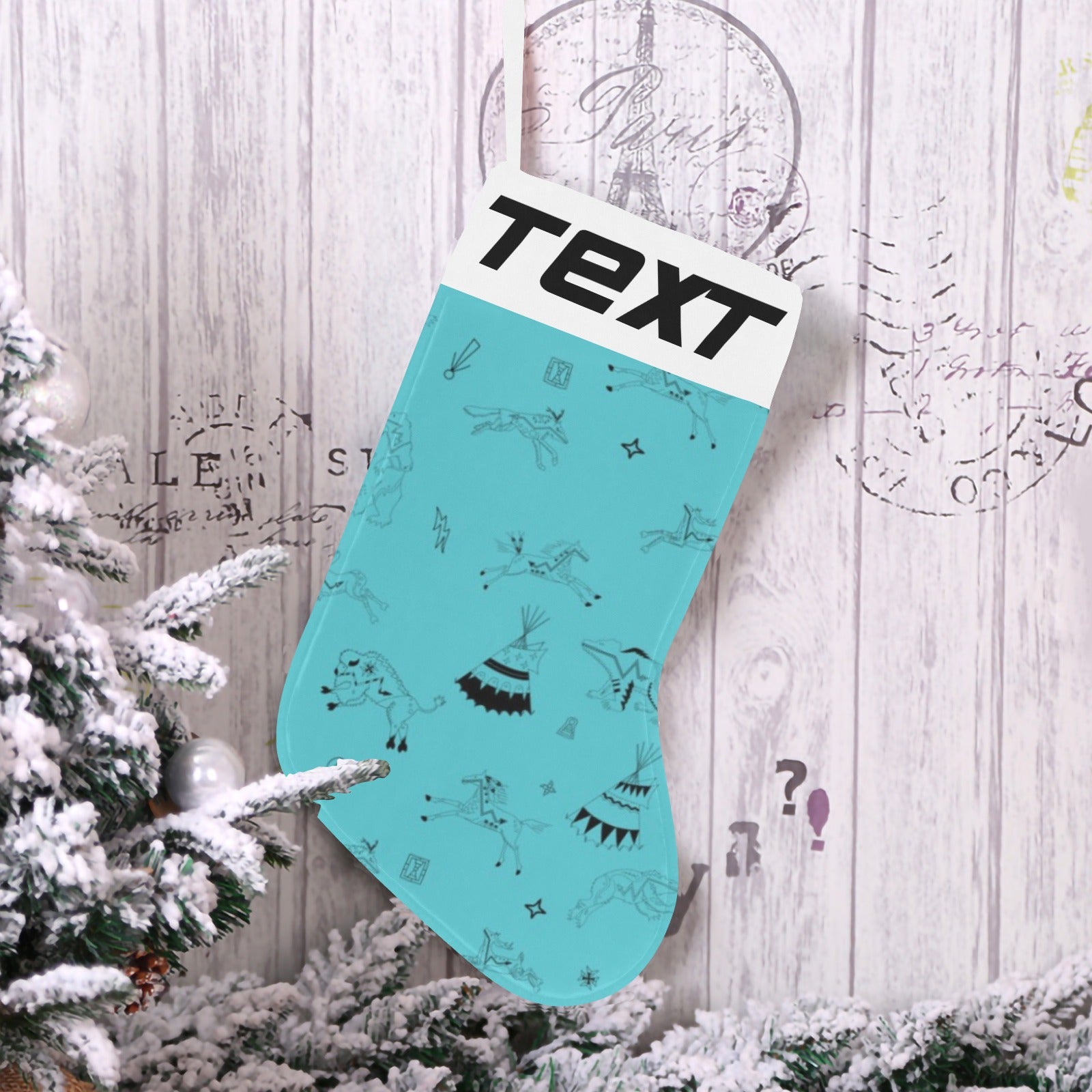 Ledger Dabbles Torquoise Christmas Stocking (Custom Text on The Top)