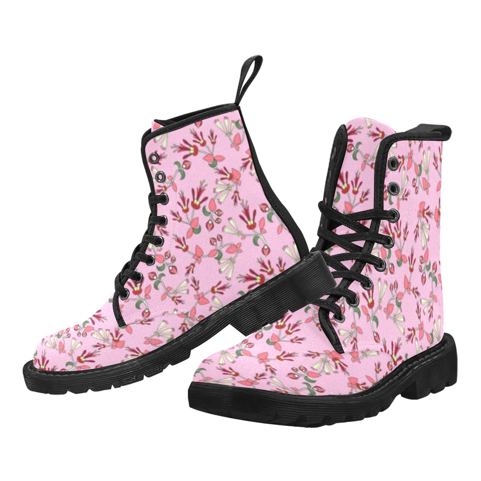 Strawberry Floral Boots for Men (Black)