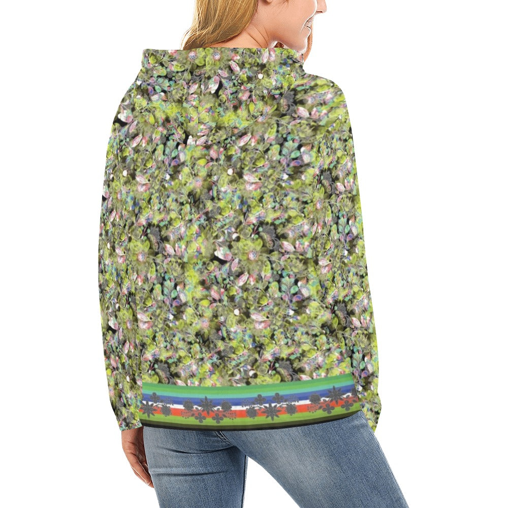 Culture in Nature Green Leaf Hoodie for Women (USA Size) (Model H13)