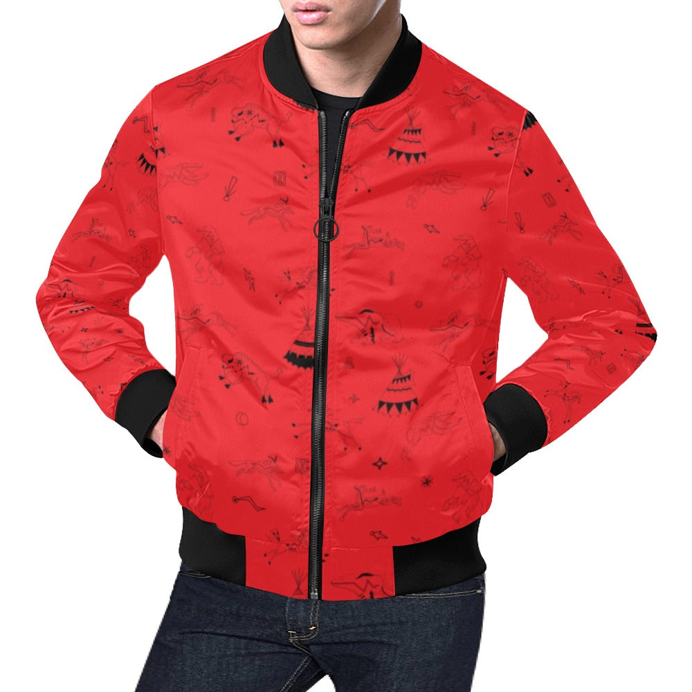 Ledger Dabbles Red Bomber Jacket for Men