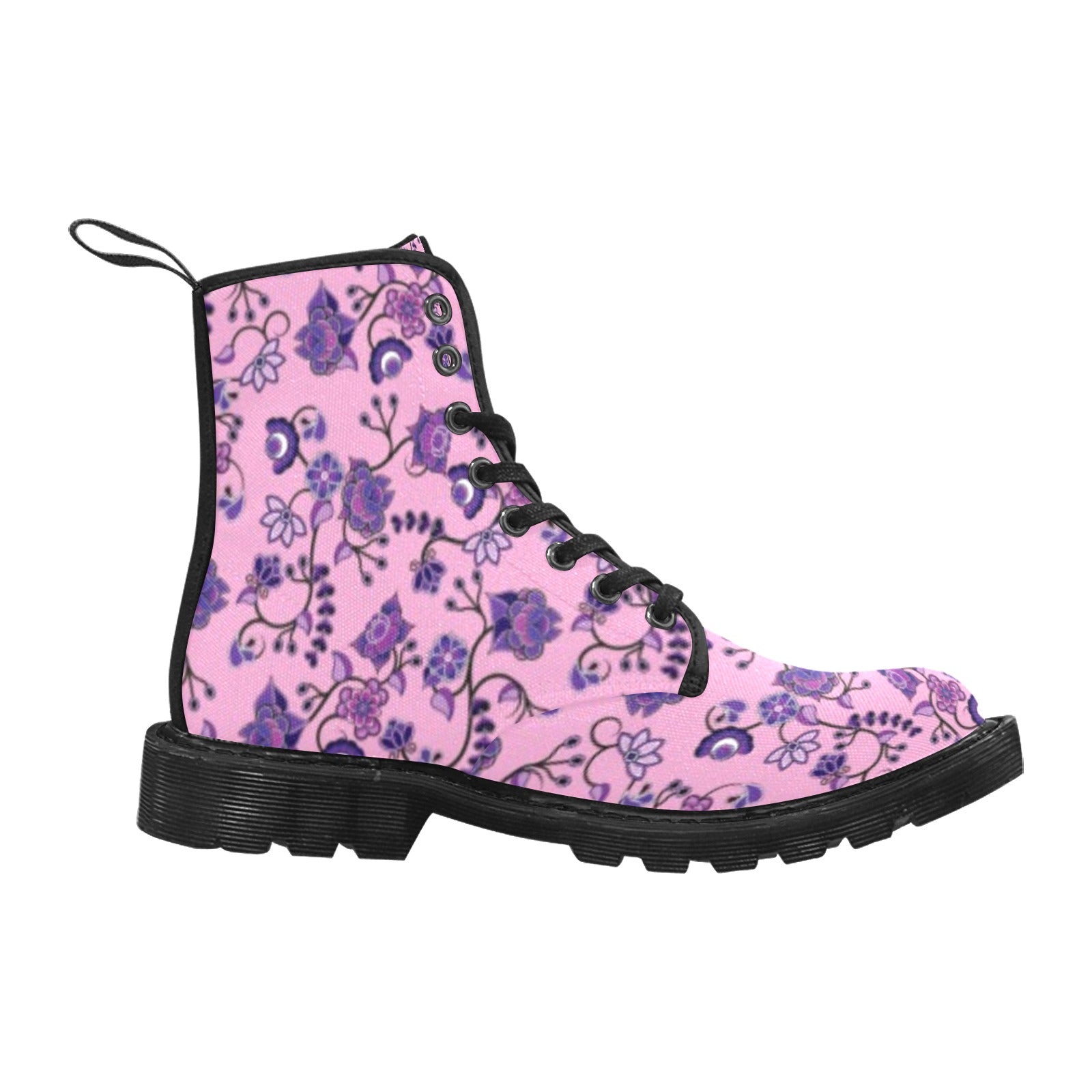 Purple Floral Amour Boots for Women (Black)