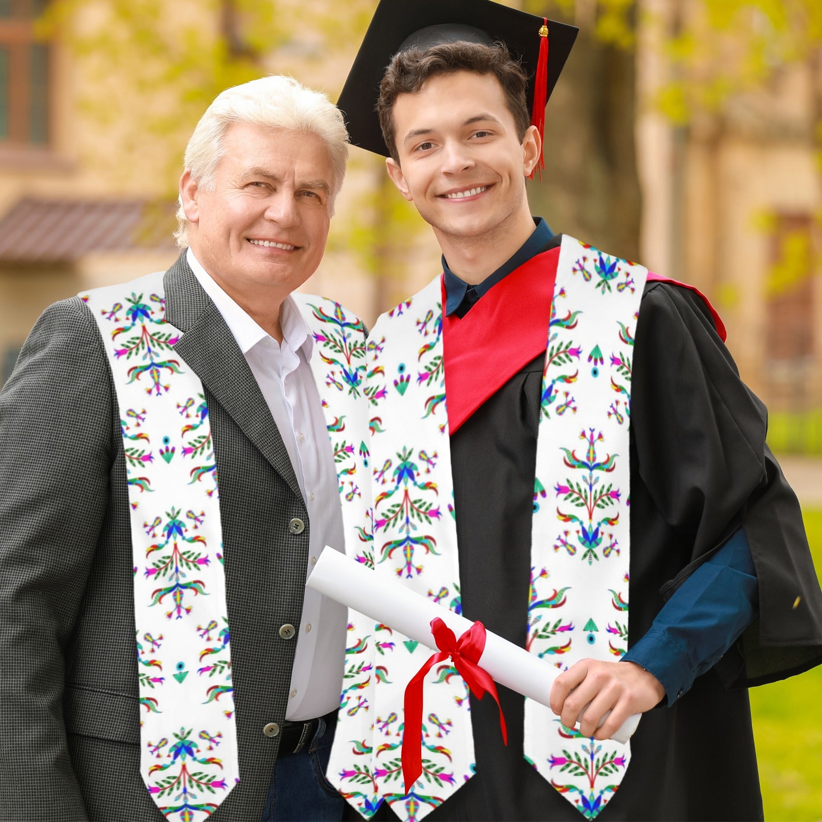 Dakota Damask White Graduation Stole