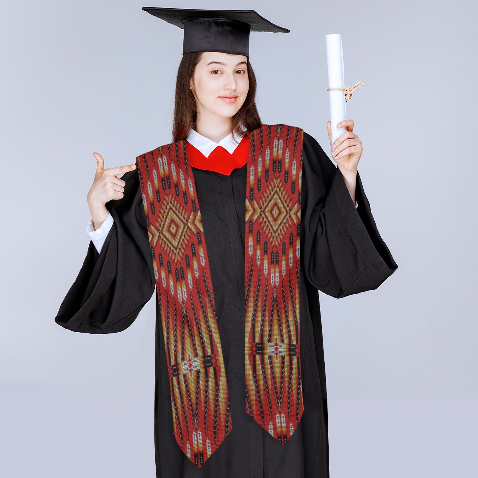 Fire Feather Red Graduation Stole