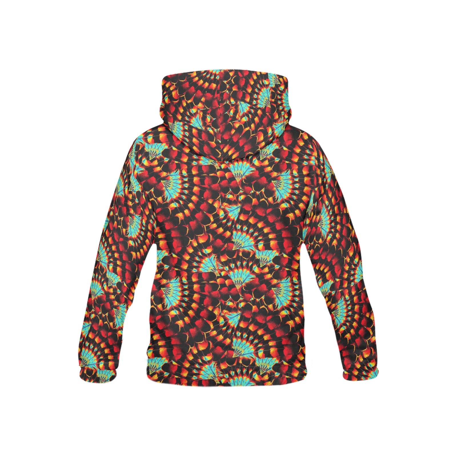 Hawk Feathers Fire and Turquoise Hoodie for Kid (USA Size)