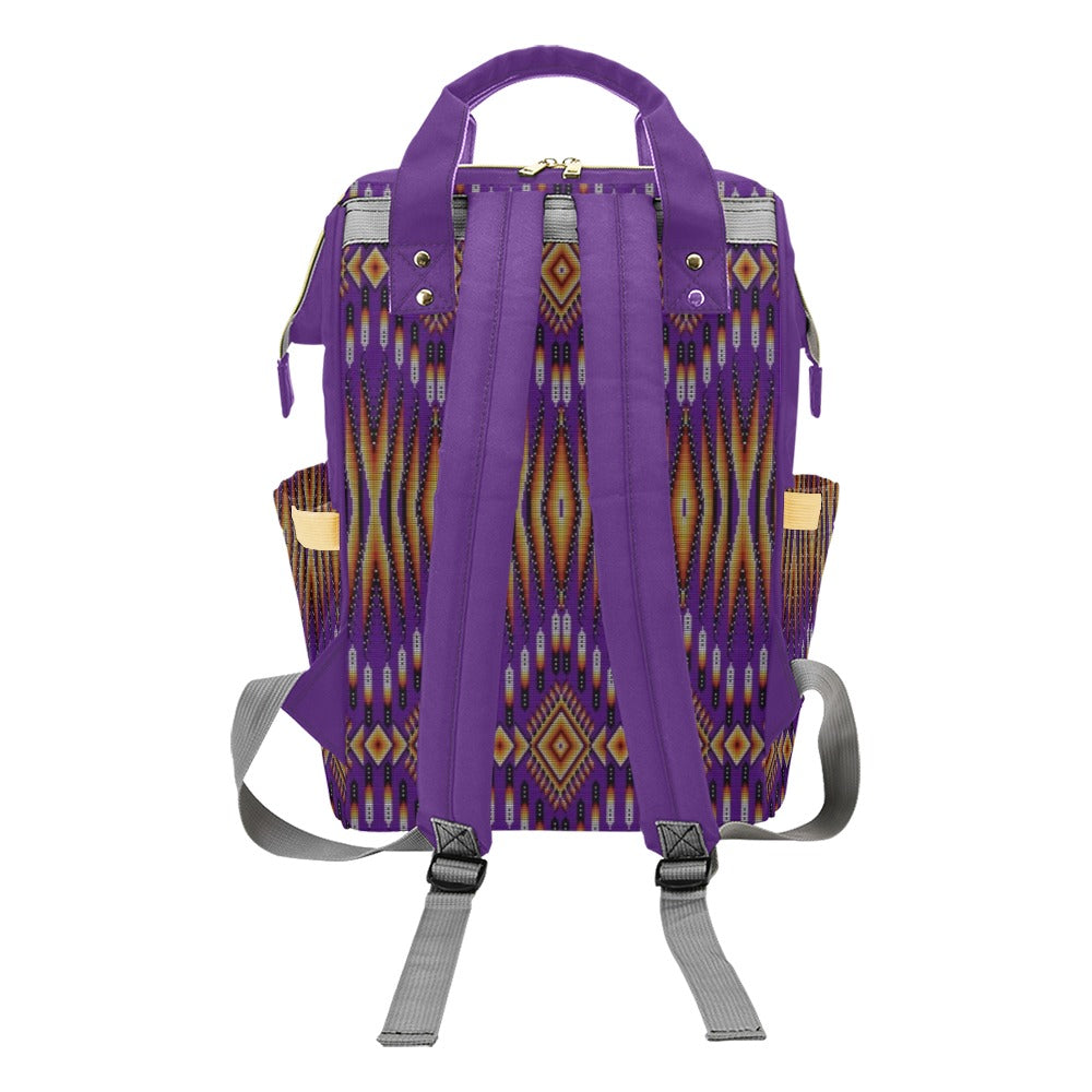 Fire Feather Purple Multi-Function Diaper Backpack/Diaper Bag