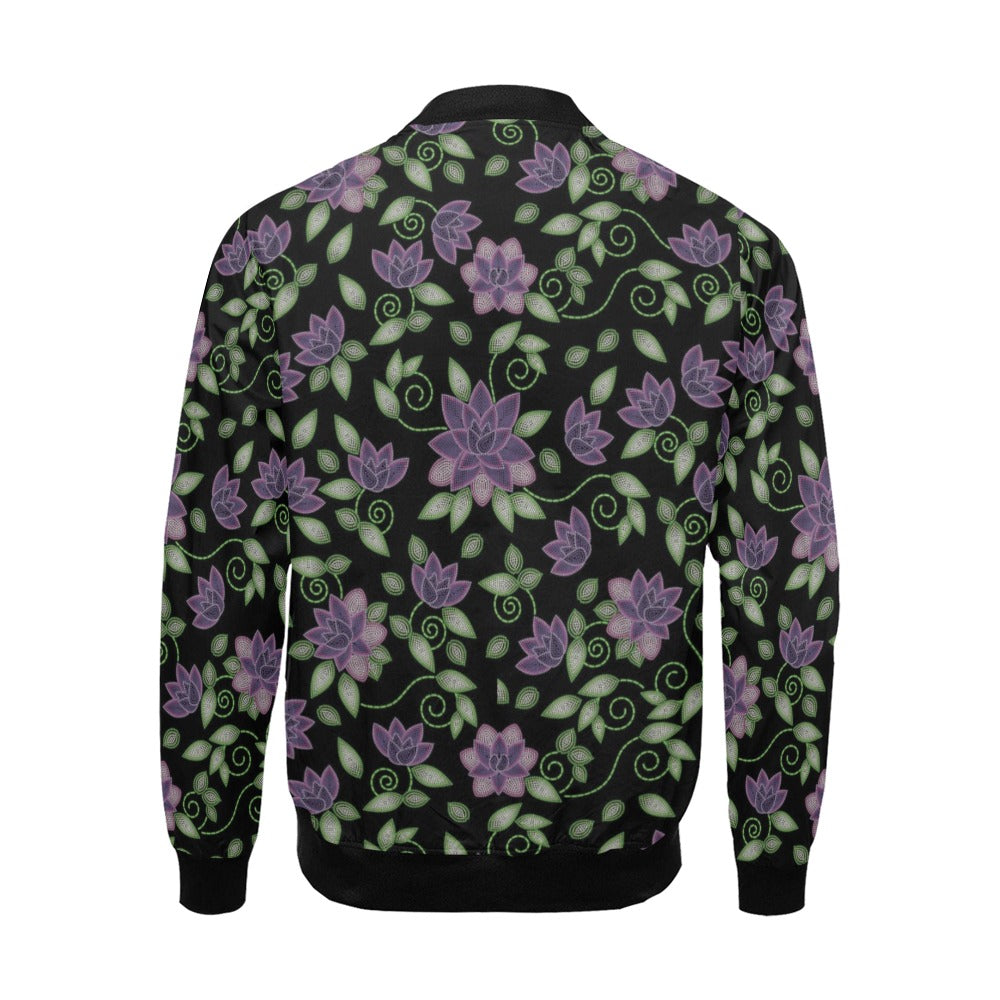 Purple Beaded Rose Bomber Jacket for Men