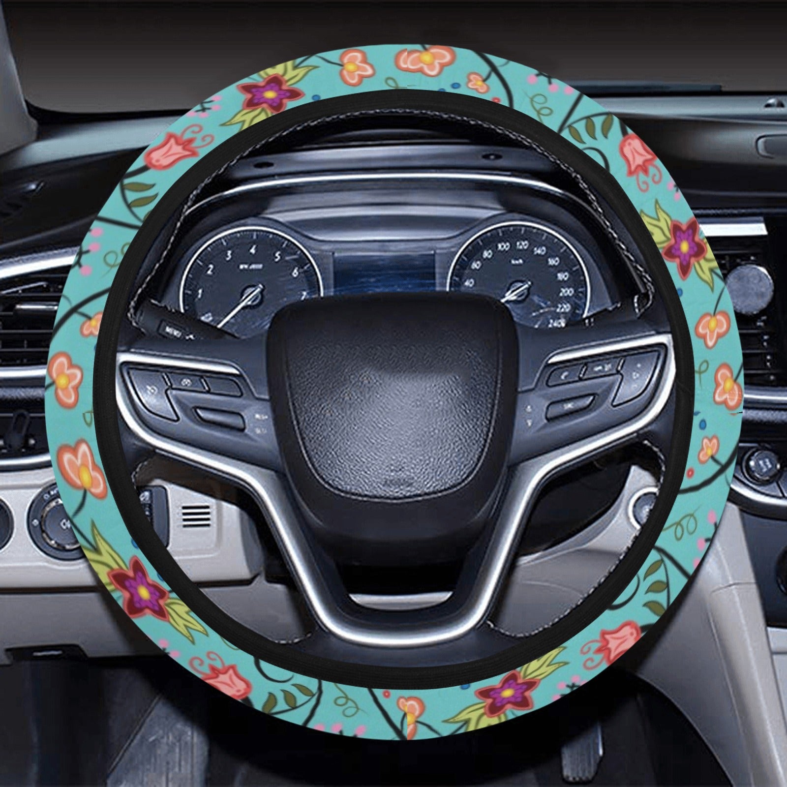 Fresh Fleur Sky Steering Wheel Cover with Elastic Edge