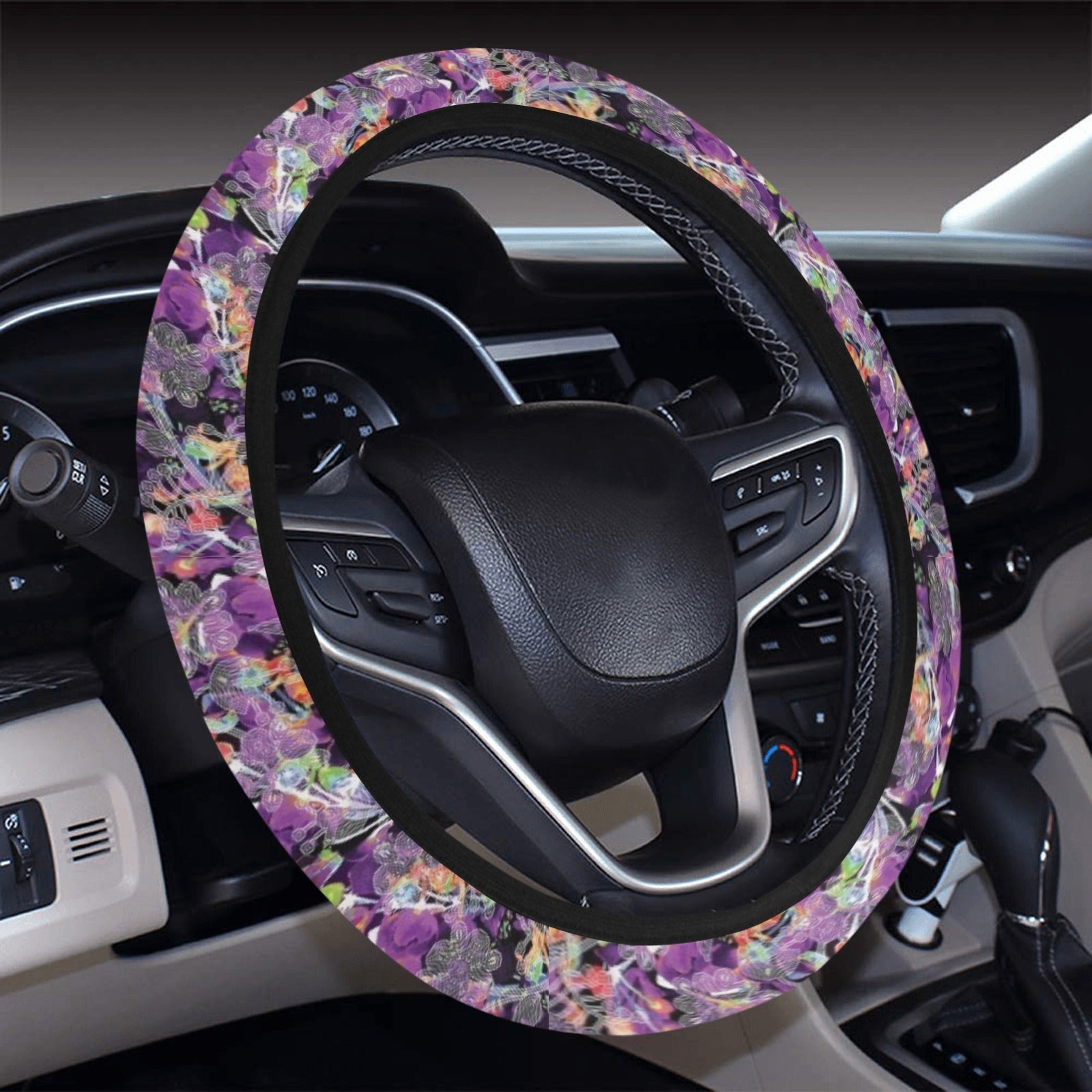 Culture in Nature Purple Steering Wheel Cover with Elastic Edge