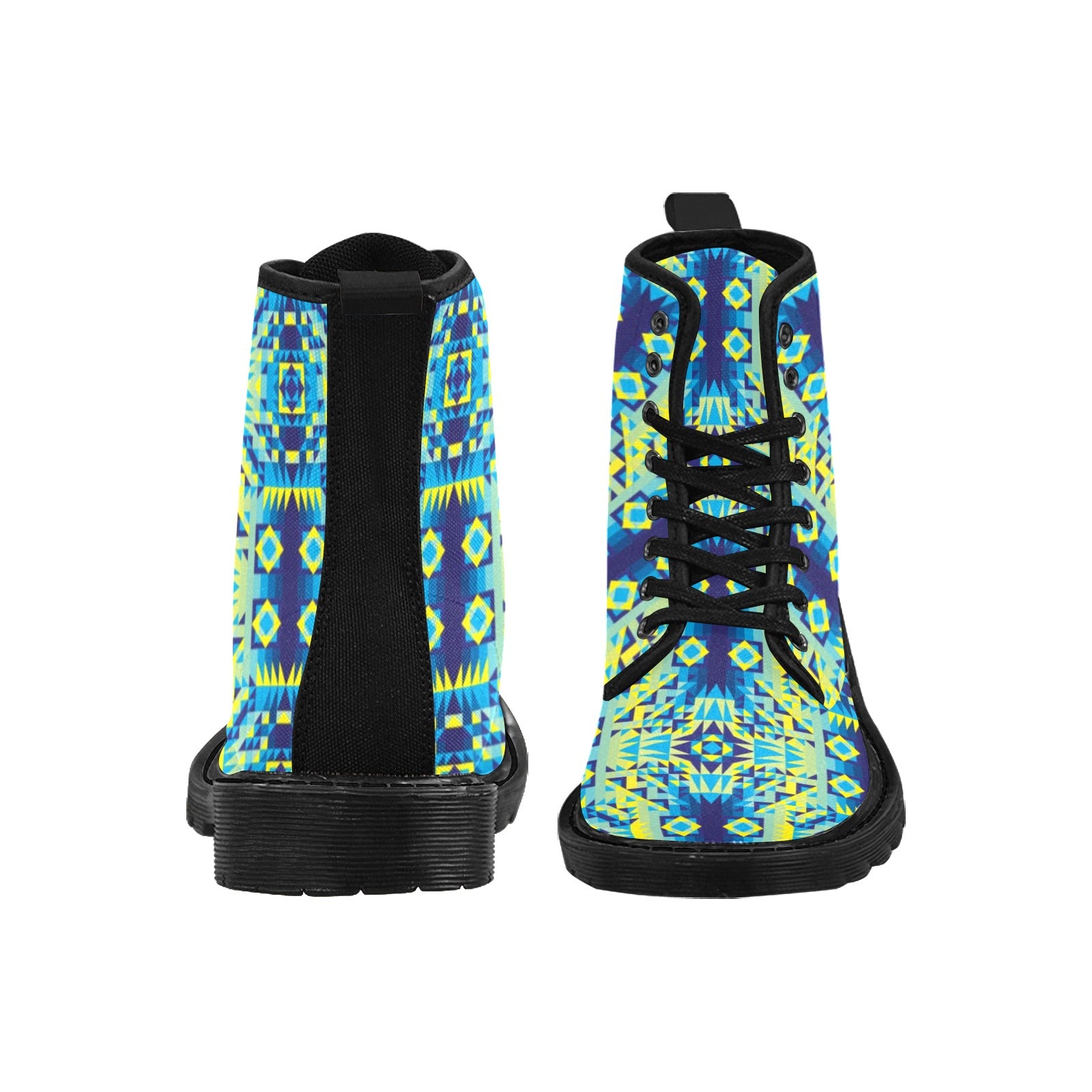 Kaleidoscope Jaune Bleu Boots for Men (Black)