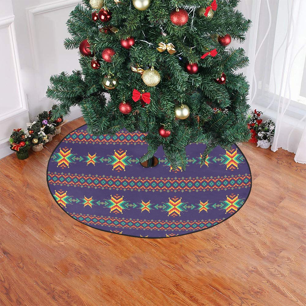 Dreams of Ancestors Indigo Christmas Tree Skirt 47" x 47"
