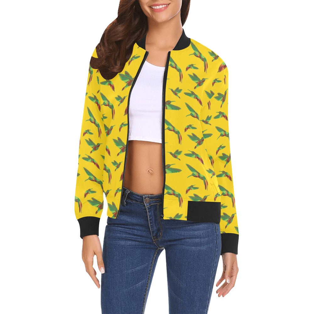 Red Swift Yellow Bomber Jacket for Women