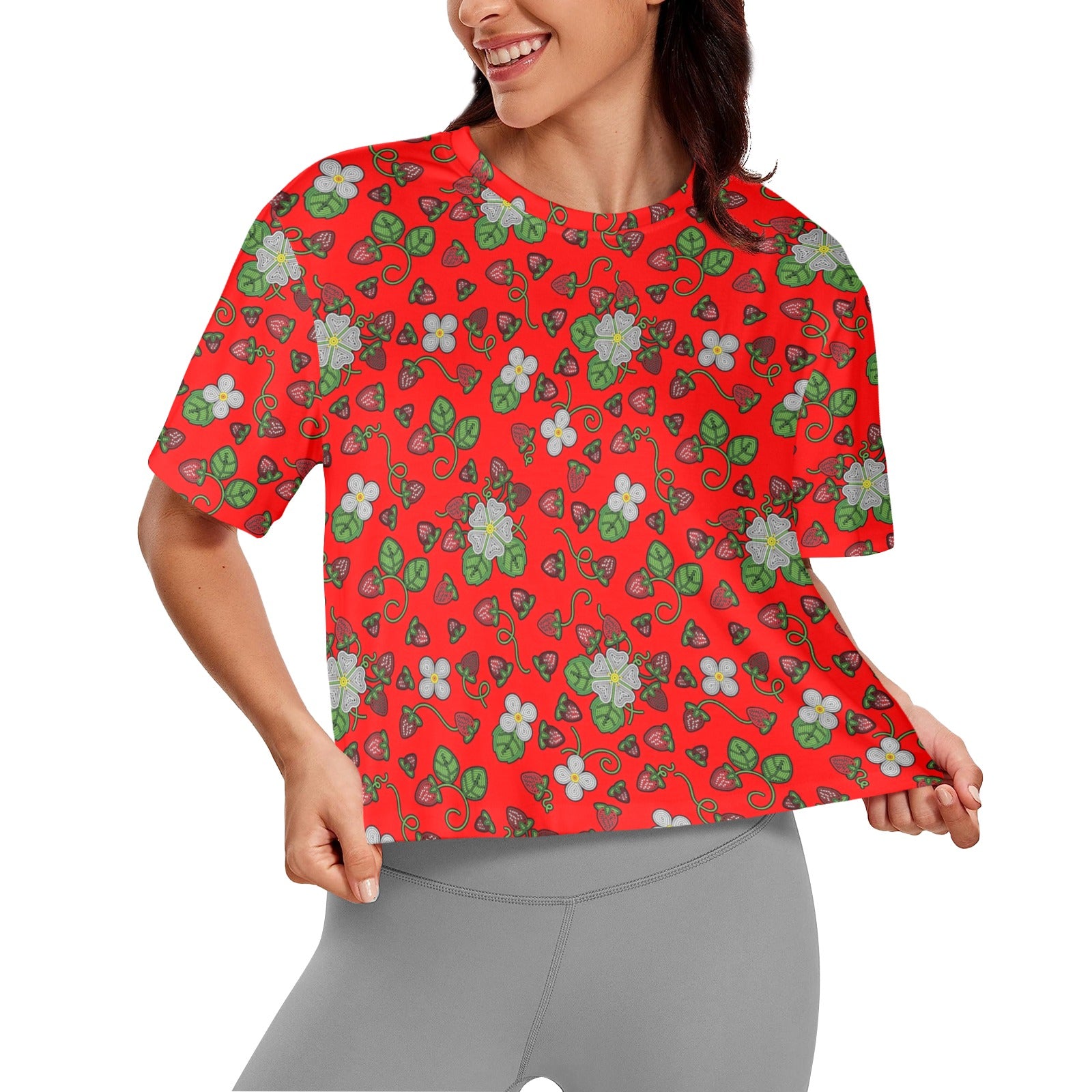 Strawberry Dreams Fire Women's Cropped T-shirt