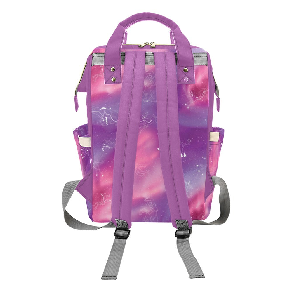 Animal Ancestors 7 Aurora Gases Pink and Purple Multi-Function Diaper Backpack/Diaper Bag