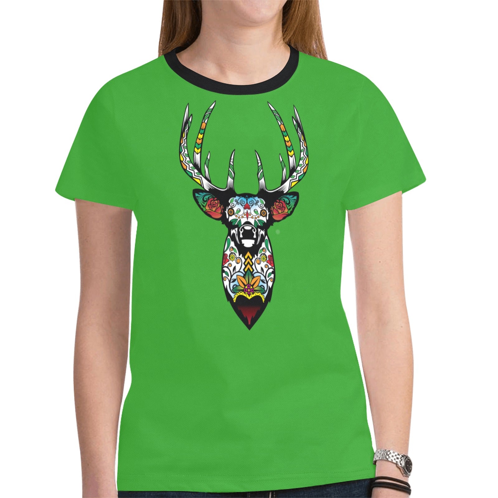 Elk Spirit Guide (Green) T-shirt for Women