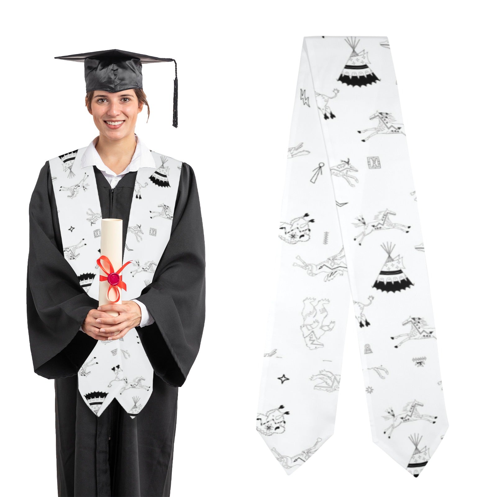 Ledger Dables White Graduation Stole