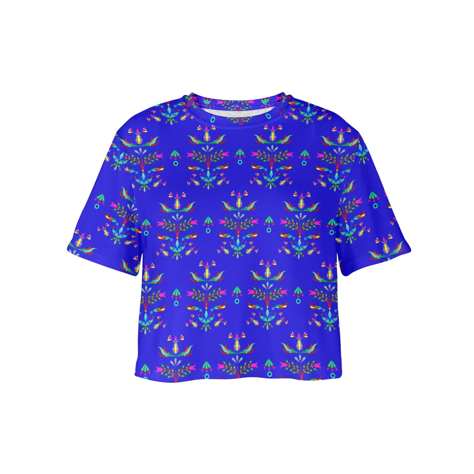 Dakota Damask Blue Women's Cropped T-shirt