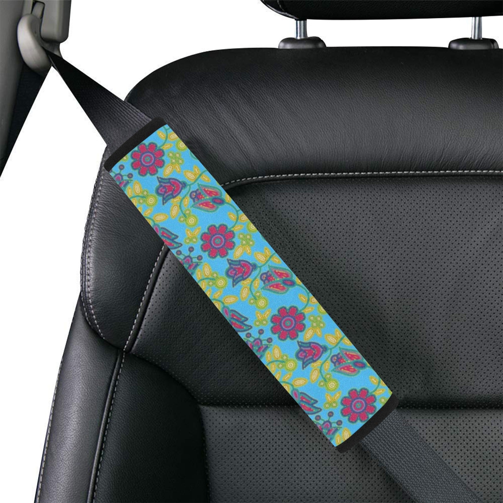 Beaded Nouveau Lime Car Seat Belt Cover 7''x12.6'' (Pack of 2)