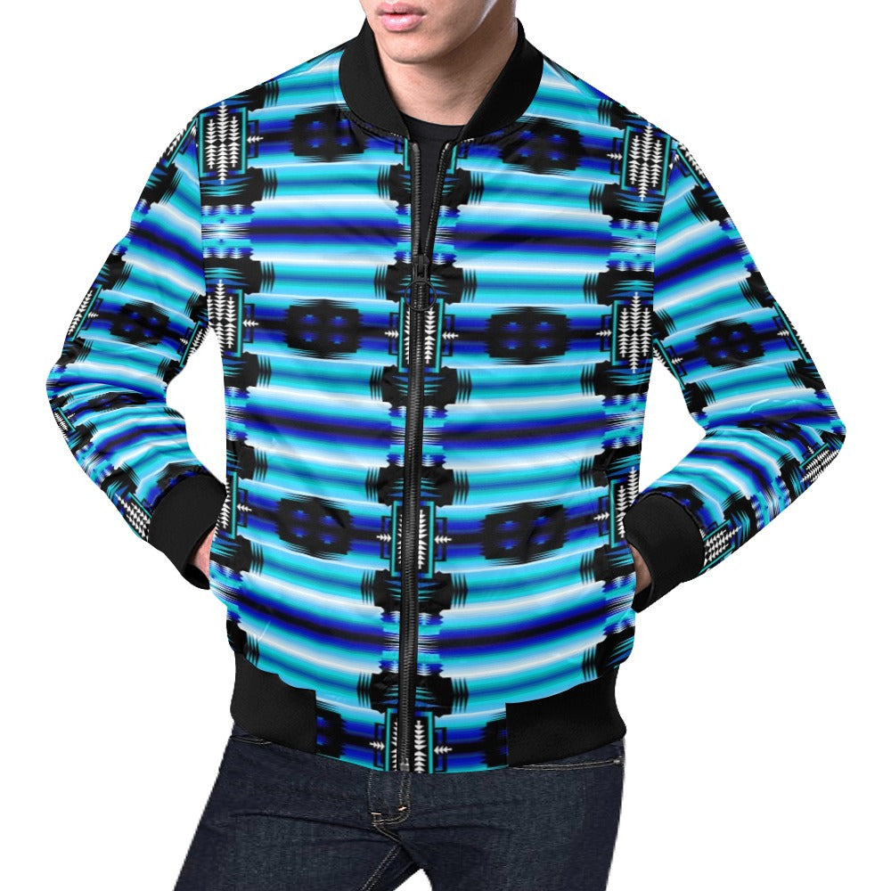 Rainy Skies Sage Dark Turquoise Bomber Jacket for Men