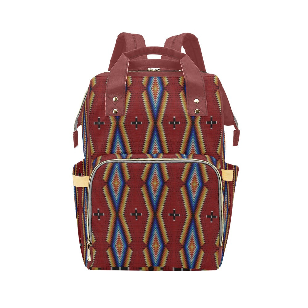Diamond in the Bluff Red Multi-Function Diaper Backpack/Diaper Bag