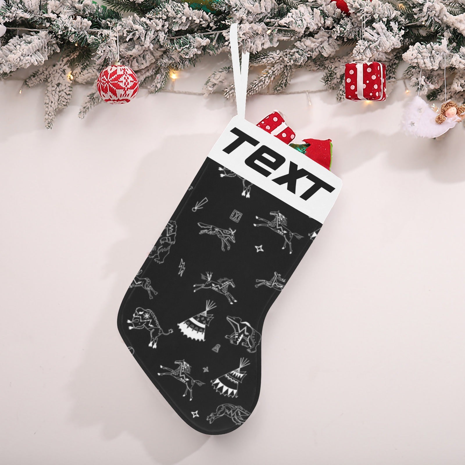 Ledger Dabbles Black Christmas Stocking (Custom Text on The Top)