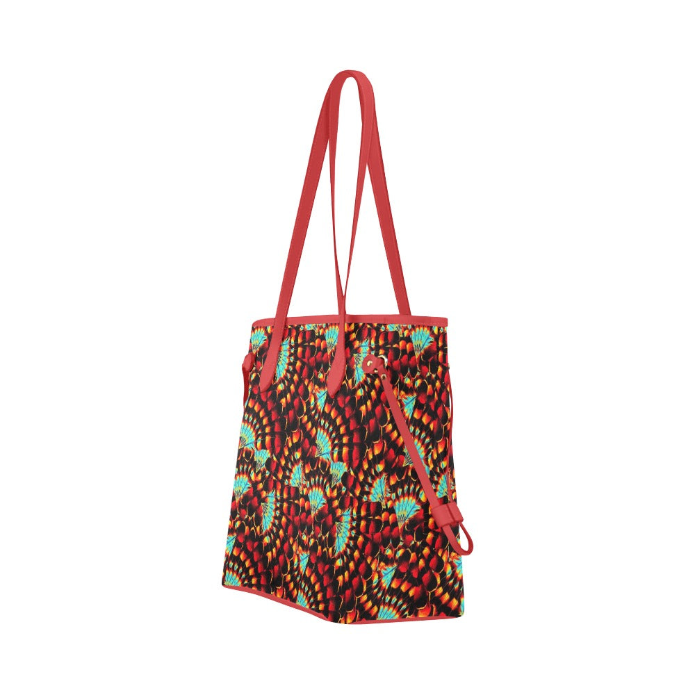 Hawk Feathers Fire and Turquoise Clover Canvas Tote Bag