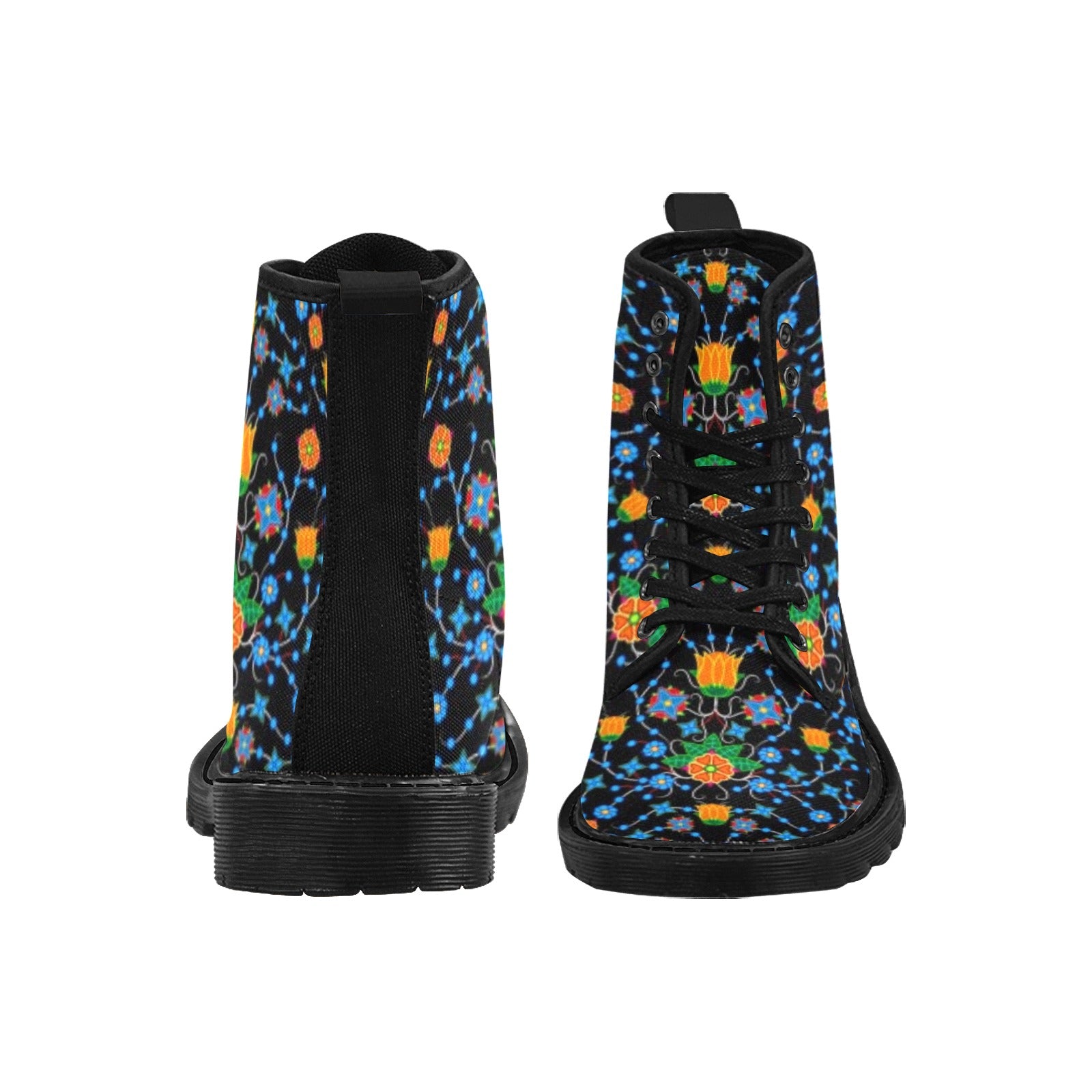 Floral Damask Boots for Men (Black)