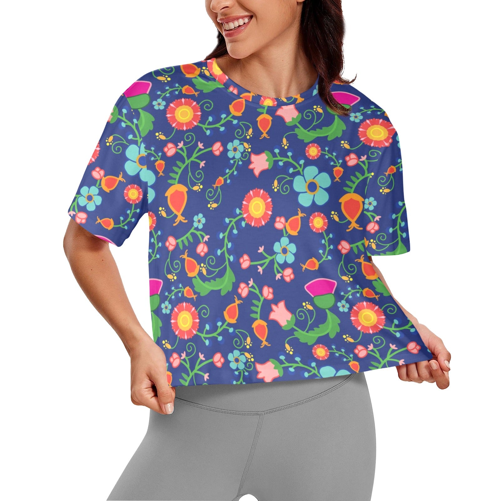 Bee Spring Twilight Women's Cropped T-shirt