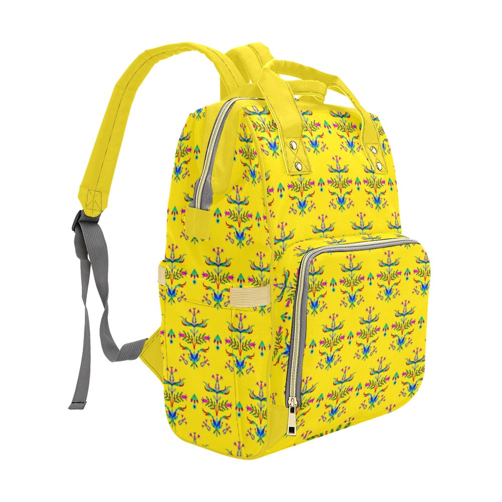 Dakota Damask Yellow Multi-Function Diaper Backpack/Diaper Bag