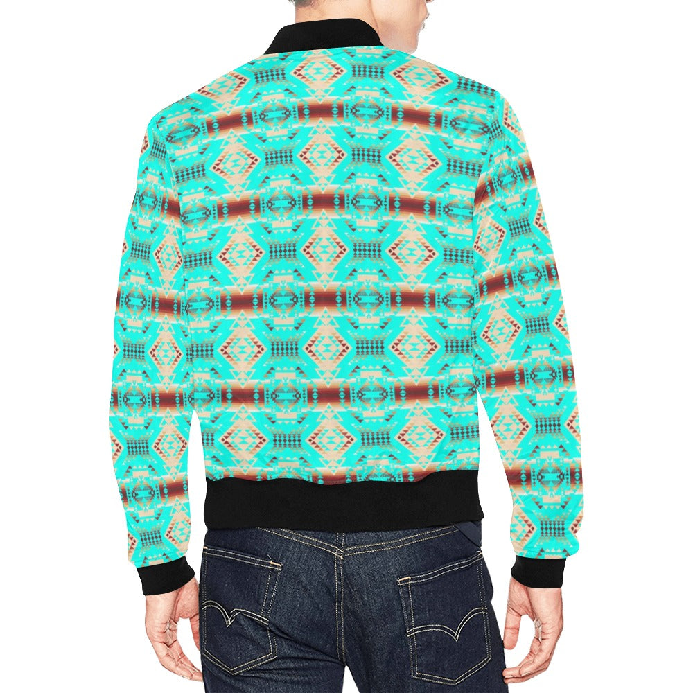 Gathering Earth Turquoise All Over Print Bomber Jacket for Men