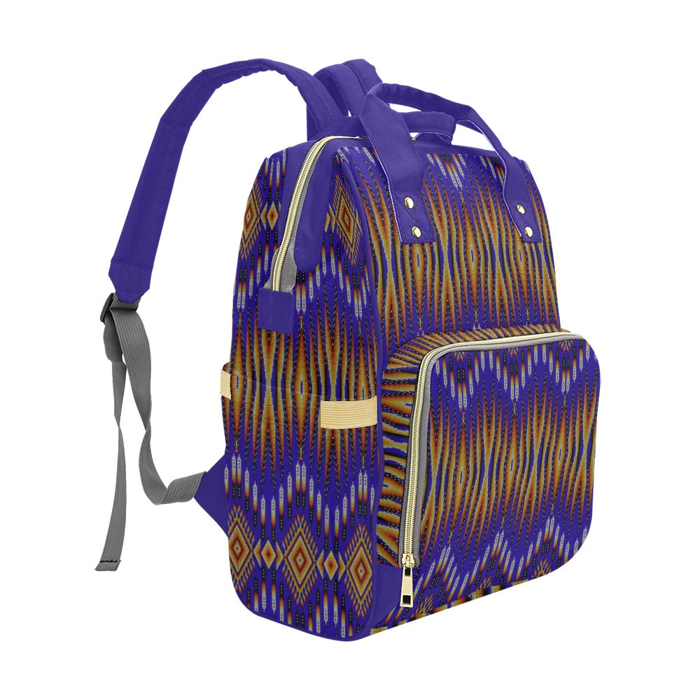 Fire Feather Blue Multi-Function Diaper Backpack/Diaper Bag